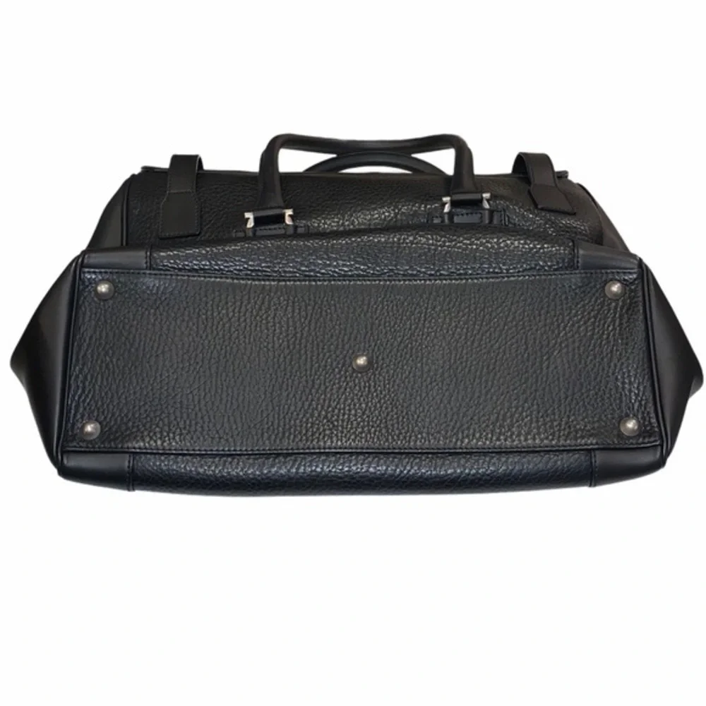 Classic Black Pebbled Leather Farragamo Weekender Duffel Bag - Men